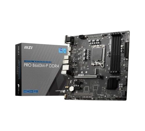 MSI Pro B660M-P DDR4 Carte Mère, Micro-ATX - pour Processeurs Intel Core 12ème Gén, LGA 1700 - DDR4 Memory Boost 4600+MHz/OC, Slot PCIe 4.0 x16, 1 x Slot M.2 Gen4 x4, LAN 1G 7D24-005R Noir