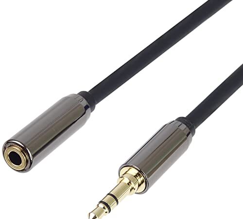 PremiumCord Câble d'Extension StereoJack 3,5 mm, Fiche vers Prise StereoJack 3,5 mm, Câble d'Extension Audio AUX Headset, Blindé, Connecteur Métallique, M/F, Longueur 1,5 m