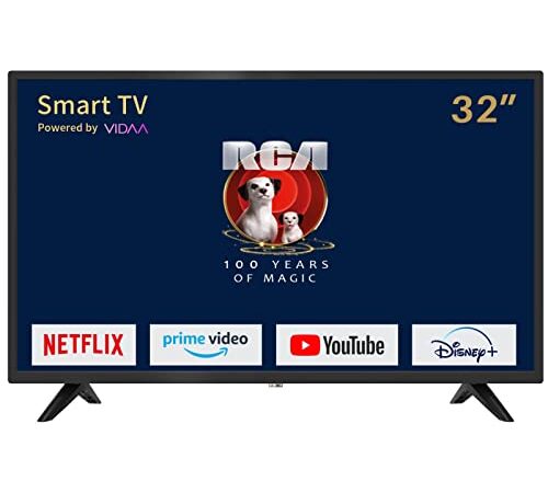 RCA iRV32H3 Smart TV 32 Pouces (80 cm) Téléviseur avec Netflix, Prime Video, Rakuten TV, DAZN, Disney+, Youtube, UVM, WiFi, Triple Tuner DVB-T2/S2/C, Dolby Audio