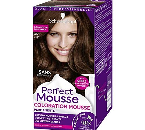 Schwarzkopf - Perfect Mousse - Coloration Cheveux - Mousse Permanente sans Ammoniaque - 98 % d’ingrédients d’origine naturelle - Châtain Chocolat 465