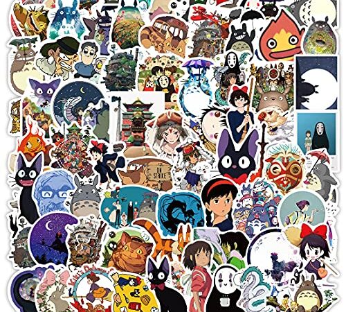 Studio Ghibli Lot de 100 autocollants en vinyle imperméable pour enfants, adolescents, adultes, skateboard, ordinateur portable