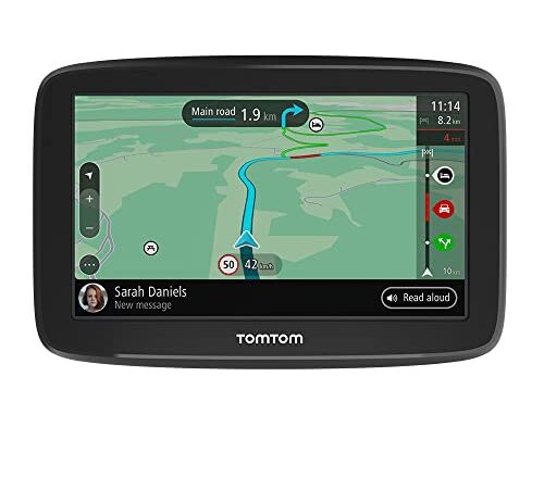 TomTom GPS Voiture GO Classic, 6 Pouces, Info Trafic, Essai des Alertes de Zones de Danger, Cartes EU, Mise à Jour via WiFi, Fixation Reversible Intégrée