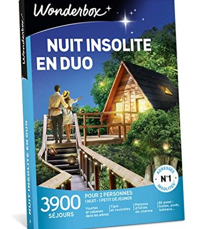 Wonderbox – Coffret Cadeau - Nuit Insolite en Duo - 3900 séjours - idée Cadeau Couple