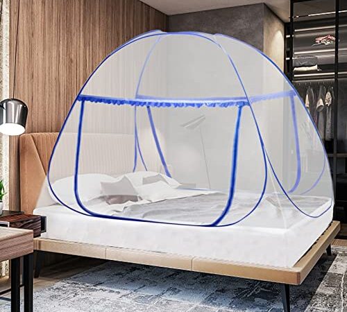 AnJeey Moustiquaire, Pop Up Portable pour Auvent Anti-moustiques à Double Porte, Design avec Fond, Facile à Installer, Efficace Contre Les Bites de Moustiques pour Chambre, Camping, Voyage, 150*200cm