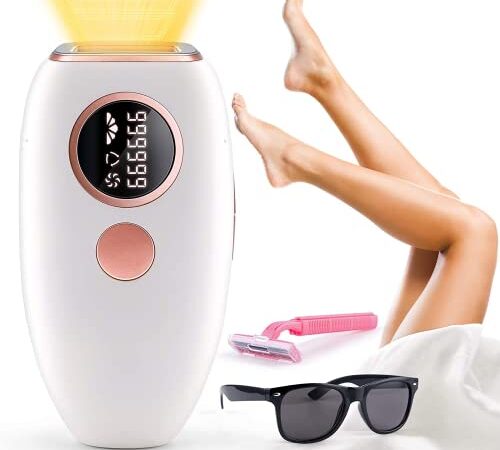 Autozstar Epilateur à Lumière Pulsée, 999999 Flashs IPL Appareil d'Epilation Definitive Professionnel, 2 modes, 5 Niveaux d’énergie, pour Hommes/Femmes/Visage/Corps/Maillot/Aisselles, Blanc