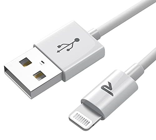 Cable iPhone, RAMPOW Chargeur iPhone [Certifié MFi C89] Cable iPhone USB, Câble Lightning Cable iPhone apple Charge Rapide, pour iPhone 14/14 Pro/13/13 Pro/12/11/X/XS/XR/8/7/6, iPad, Airpods-1M Blanc