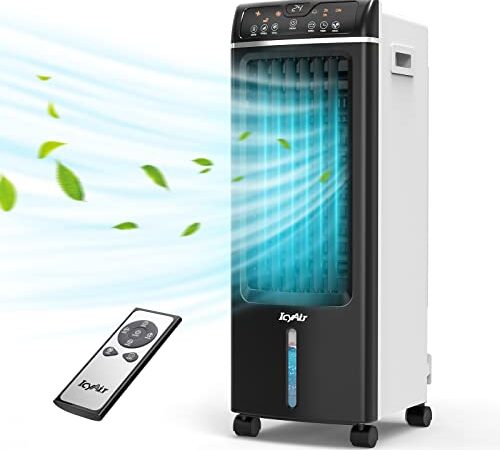 Climatiseur Mobile, Refroidisseur D’air de Purification, Ventilateur D’humidification 4 en 1 avec Télécommande, 550m³/h, 65w, Oscillation, Minuterie 1-7h, Vous Permet de Profiter de L’été Frais