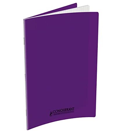 CONQUERANT Cahier Classique 24x32cm Grands Carreaux Seyès 96 Pages Agrafées Couverture Polypro Violet