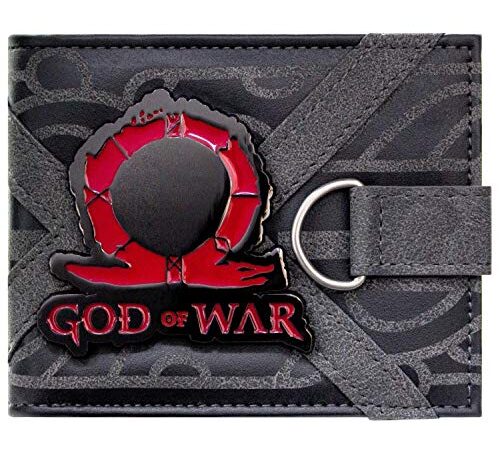 God of War Logo du Jeu Métallique Runes Omega Noir Portefeuille