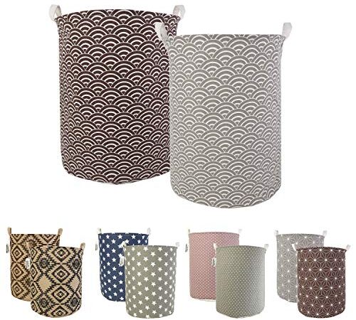 LessMo 2PCS 19,7" Paniers à Linge, Paniers à Linge Pliable Grand Bac de Rangement en Tissu Corbeille à Linge pour Organiser Chambre d'enfants, Jouets, Vêtement (WAVE, Épaissie 17.7 "/ Moyenne)