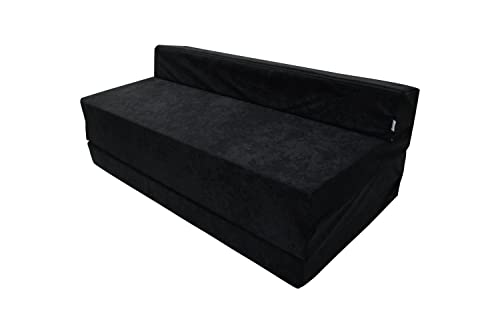 Natalia Spzoo Matelas Pliant Sofa pour Adultes et Enfants, Choix des Couleurs 200 cm de Long sélection des Couleurs (Noir)