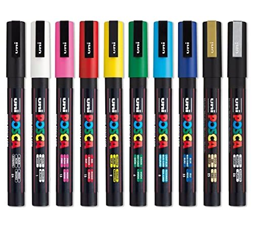 Posca PC-3M Lot de 10 marqueurs de peinture 0,9-1,3 mm