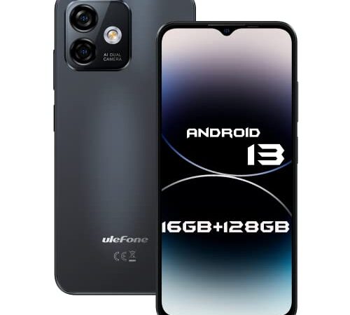 Ulefone Android 13 Note 16 Pro, 16Go+128Go Smartphone 4G 8-Core Telephone Portable Debloque 6.52HD+,50MP+8MP+2MP Camera 4400mAh Batteria 5G WiFi/Volte/GPS/OTG/2 Ans Garantie(Noir)