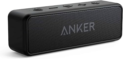 Anker Enceinte Bluetooth, SoundCore 2 Haut Parleur Portable sans fil avec basses puissantes, autonomie de 24 heures, porté de 20 m, étanche waterproof IPX7 et microphone intégré - Noir