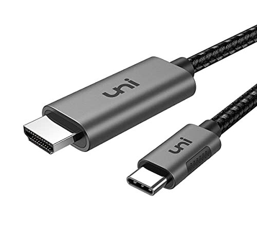 Cable USB C vers HDMI (4K 60Hz) 1.8m, Câble Type C HDMI (Thunderbolt 3) Tresse en Nylon-Compatible pour MacBook Pro, Surface Book, iPad Pro, Dell XPS, Galaxy S9/S8 et Plus - Gris- 1,8m