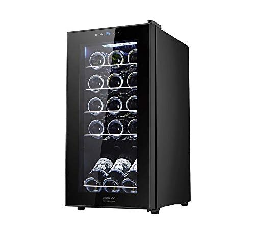 Cecotec Cave à Vin GrandSommelier 15000 Black Compressor. Capacité pour 15 Bouteilles, Rendement élevé avec Compresseur, Température réglable, Seulement 42 DB, Efficacité énergétique G