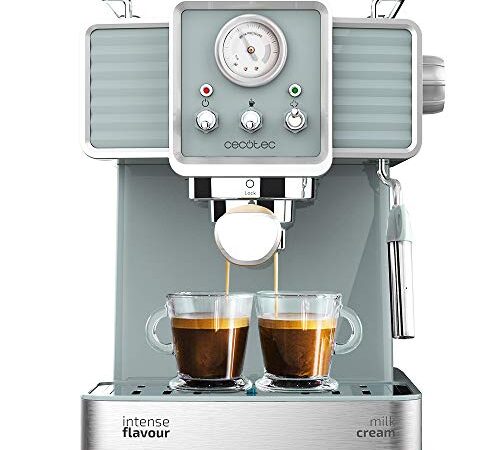 Cecotec Machine à café Express Power Espresso 20 Barista Pro. 2 Thermoblocks, 20Bars, Manomètre, Mode Auto pour 1 et 2 Café(s), Buse vapeur Orientable, Conduit pour Infusions, 2900W. (Tradizionale)