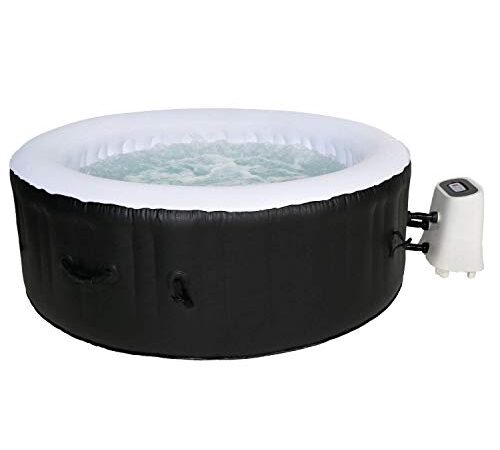 Cocooning Water - Spa Gonflable Rond - 120 Jets - Noir et Blanc - Ø180cm 3-4 Places - 800L