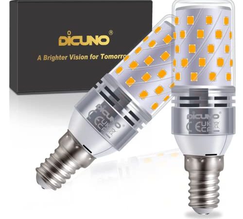 DiCUNO Ampoule LED E14, 8W ampoule maïs LED équivalent 100W lampe halogène, Blanc chaud 2700K, 1000LM, Non-dimmable, Petit culot à vis E14 maïs LED, Lot de 2