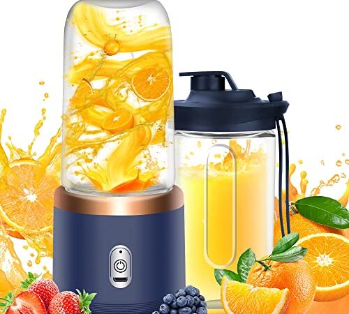 EBKCQ Blender Portable Smoothie Mixer, Mixeur Rechargeable USB Portable Blender, 450ml Portable Blender Shakes for Travel, Car, Gym, Personal Baby Food