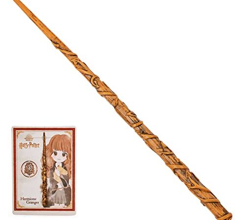 HARRY POTTER - BAGUETTE MAGIQUE DELUXE HERMIONE GRANGER WIZARDING WORLD - Baguette Magique Authentique Hermione Granger 30 cm Avec Carte de Sorts - 6062057 - Jouet Enfant 6 ans