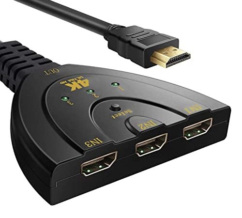 HDMI Switch 4k,Splitter HDMI Automatique,60Hz 1 Entrée 3 Sorties pour TV, Switch HDMI Automatique Ultra HD, Commutateur HDMI 2.0, HDMI Ultra Performant, Adaptateur HDMI PC/PS5/PS4/Xbox/Lecteur Blu-Ray