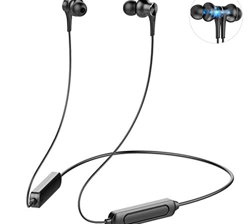 iTauyees Écouteurs Bluetooth Sport, Ecouteurs Intra-Auriculaires sans Fil Type Tour de Cou, Magnétique Casque Bluetooth sans Fil, Sport Oreillette Bluetooth 5.0 avec Microphone pour iOS Android, Noir