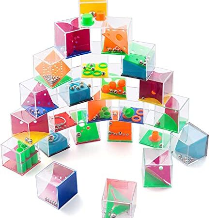 Jeux de Patience pour Enfants, Comius Sharp 24 Pcs Mini Casse-Têtes Casse Tête Cube à Billes Jouets, Balance Boxes Labyrinthe Puzzle Jouet, Convient aux Adultes et aux Enfants