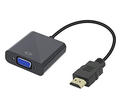 Jsdoin Adaptateur HDMI vers VGA 1080p Actif (mâle vers Femelle) Convertisseur pour PC, Moniteur, projecteur, HDTV, Xbox (noir1)