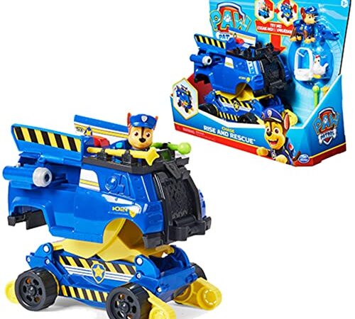 LA PAT' PATROUILLE - VÉHICULE RISE & RESCUE CHASE - Véhicule de Police Transformable Avec 2 Figurines À Collectionner Et Accessoires Pat' Patrouille - Paw Patrol - 6063637 - Jouet Enfant 3 Ans et +