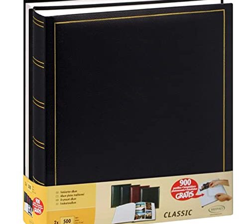 Lot de 2 albums traditionnels jumbo 100 pages pour 500 photos 10x15 - Noir