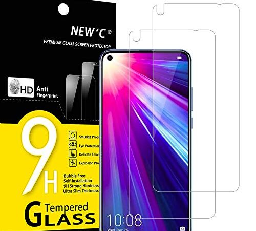 NEW'C Lot de 2, Verre Trempé pour Honor View 20, Huawei Nova 4, Film Protection écran sans Bulles d'air Ultra Résistant (0,33mm HD Ultra Transparent) Dureté 9H Glass