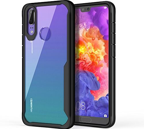 ORETECH Coque pour Huawei P20 Lite, Coque pour Huawei P20 Lite Housse [Antichoc] TPU Silicone Gel et Couvercle Arrière Transparent Bumper Coque Housse Etui pour Huawei P20 Lite Case Noir