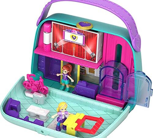 Polly Pocket GCJ86 Coffret Univers le Sac à  Boutiques avec 2Mini-Figurines et Accessoires, Autocollants et 5 Surprises Cachees, Jouet Enfant, Multicolore Exclusivité sur Amazon