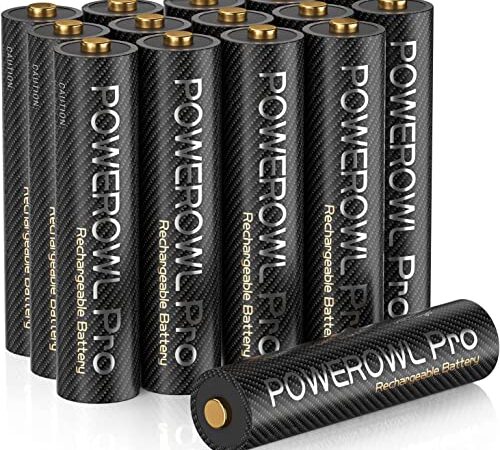 POWEROWL Piles AAA Rechargeables Pro, Haute Capacité 1100 mAh, Batterie NiMH Triple A de Qualité Supérieure - 16 Pièces