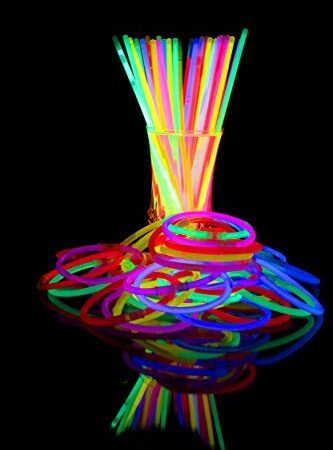 UV FLOOR - Lot De 100 Bracelets Fluo Lumineux + 100 Connecteurs - Qualité Premium - Accessoire Lumineux - Fluorescent - Fête - Déguisement - Mix De Couleurs Assorties