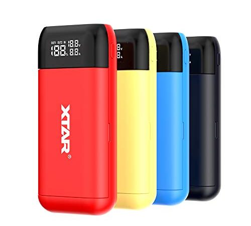 XTAR Chargeur de Batterie PB2S 18650 xtar - Chargeur Rapide USB C - Chargeur Rapide 18650 - 20700 - 21700 - Chargeur USB 18650 - Écran LCD - Piles Non incluses (Rouge)