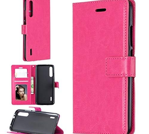 Zhangl Étui à rabat horizontal en cuir pour Xiaomi Mi A2 Motif Crazy Horse avec porte-cartes, porte-cartes et cadre photo Noir