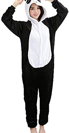 Adulte Kigurumi Unisexe Anime Animal Costume Cosplay Combinaison Pyjama ou Déguisement Panda noir et blanc Taille M