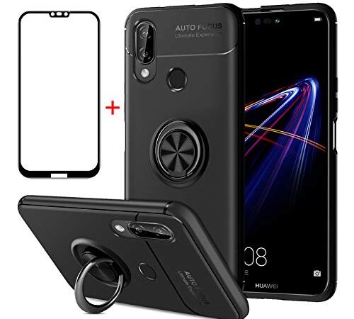 AKABEILA Coque Huawei P20 Lite Verres Trempés, Etui Huawei P20 Lite étui Protection d'écran, Compatible avec Huawei P20 Lite Housses Silicone Antichoc Protection de Coques, Noir