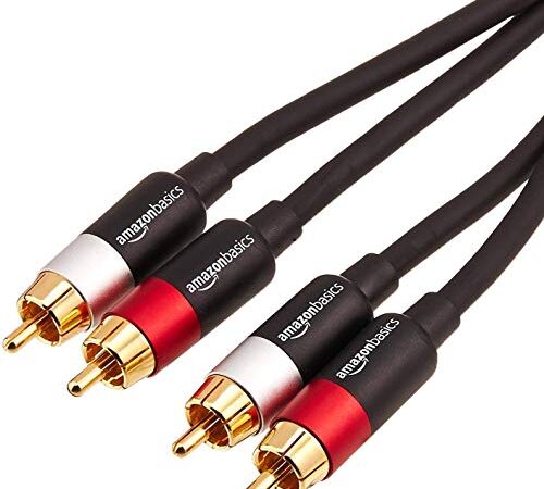 Amazon Basics Câble audio RCA 2 mâles vers 2 mâles - 2,4 m, Rouge/blanc