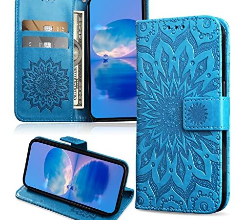 FCAXTIC Coque pour Huawei Y6 2019 / Honor 8A, Protection Etui en PU Cuir Portefeuille, Antichoc Housse à Rabat Compatible avec Huawei Y6 2019 / Honor 8A, Bleu