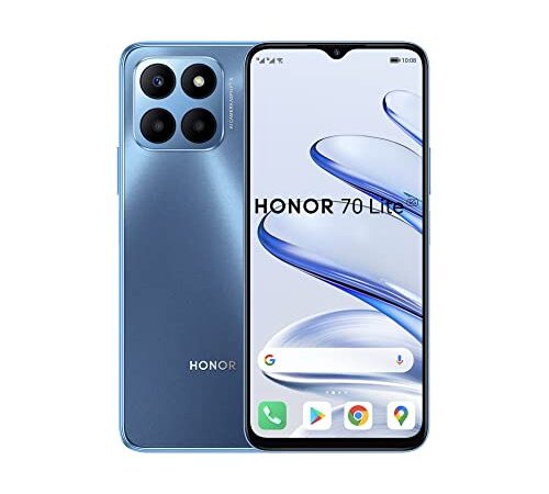 HONOR 70 Lite Smartphone 5G, 4 Go + 128 Go, écran FullView 6,5 Pouces 90 Hz, Triple caméra arrière 50 MP, Batterie Haute capacité 5000 mAh avec Android 12, Double SIM, Bleu océan