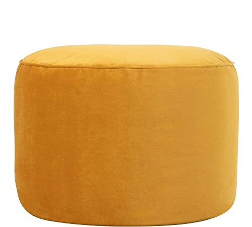 Icon Pouf Rond en Velours Milano, Tabouret Pouf de Salon, Repose-Pieds Gros