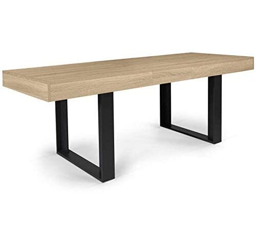 IDMarket - Table à Manger Extensible Phoenix 6-10 Personnes Bois et Noir 160-200 cm