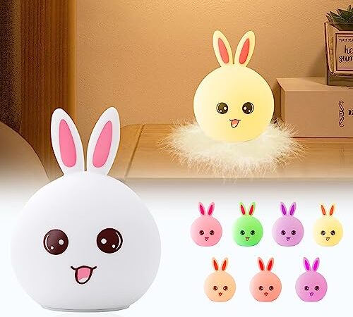 JOPHEK Veilleuse Enfant, Veilleuse Rechargeable Veilleuse Bébé 7 Couleurs LED Lampe Chevet Veilleuse Enfant Silicone, Cadeau Bebe