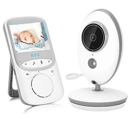 KYG Moniteur Bébé Babyphone Vision Nocturne Caméra Vidéo Bébé avec 2.4 GHz Bidirectionnel Température Surveillée VOX Berceuses LCD 2.4 Pouces Caméra
