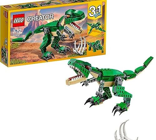 Lego 31058 Creator 3-en-1 Le Dinosaure Féroce, Jouet Dinosaures, Figurines, T. Rex, Triceratops et Pterodactyl, Dino, Cadeau Garçons et Filles Dès 7 Ans