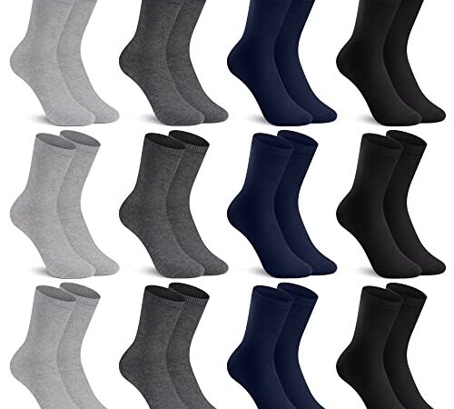 L&K-II Lot de 12 femme homme chaussettes sportive chaussette en coton 2027 BU 39-42