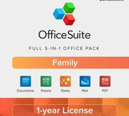 OfficeSuite Family Compatible with Microsoft® Office Word® Excel® & PowerPoint® and Adobe® PDF - 1 Year License for 1 Windows & 2 Mobile Devices / 6 Users